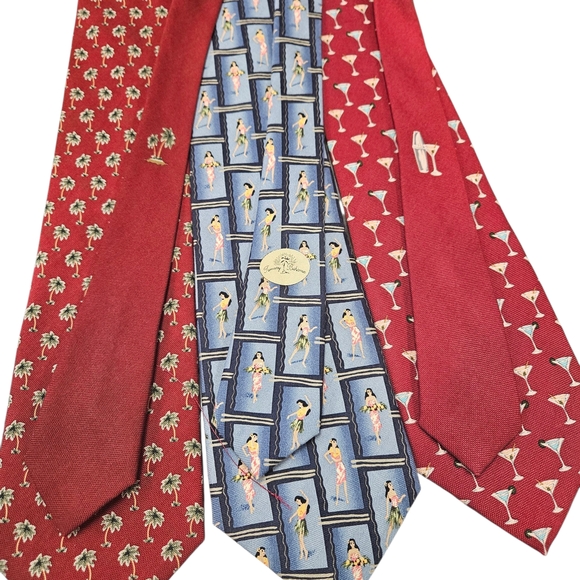 Tommy Bahama Red and Blue Patterned Silk Ties